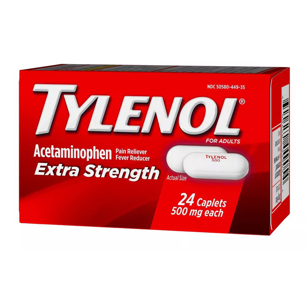 Tylenol Extra Strength Pain Reliever And Fever Reducer Caplets, 24 Ea